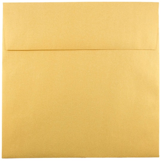 JAM Paper 8.5" x 8.5" Gold Stardream Square Metallic Invitation Envelopes, 50ct.